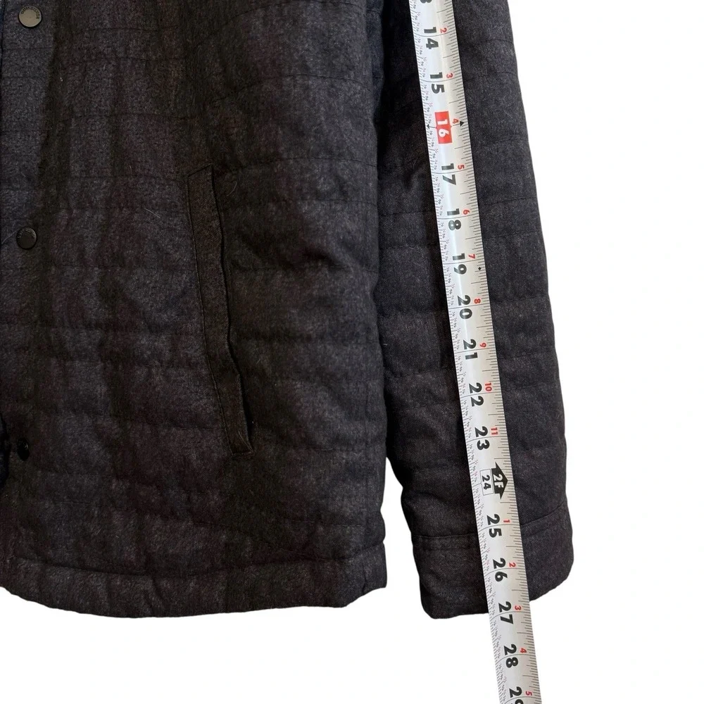 Quiksilver Black Button Up Puffed Quilted‎ Jacket w/ Pockets Men Size Large #433